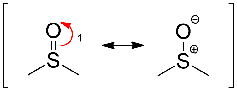 DMSO is capable of undergoing resonance. This is important for the next step.